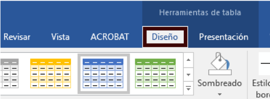 En diseño de tabla, se muestran los diferentes estilos de tablas para utilizar una comibnación de colores y estructura adecuada